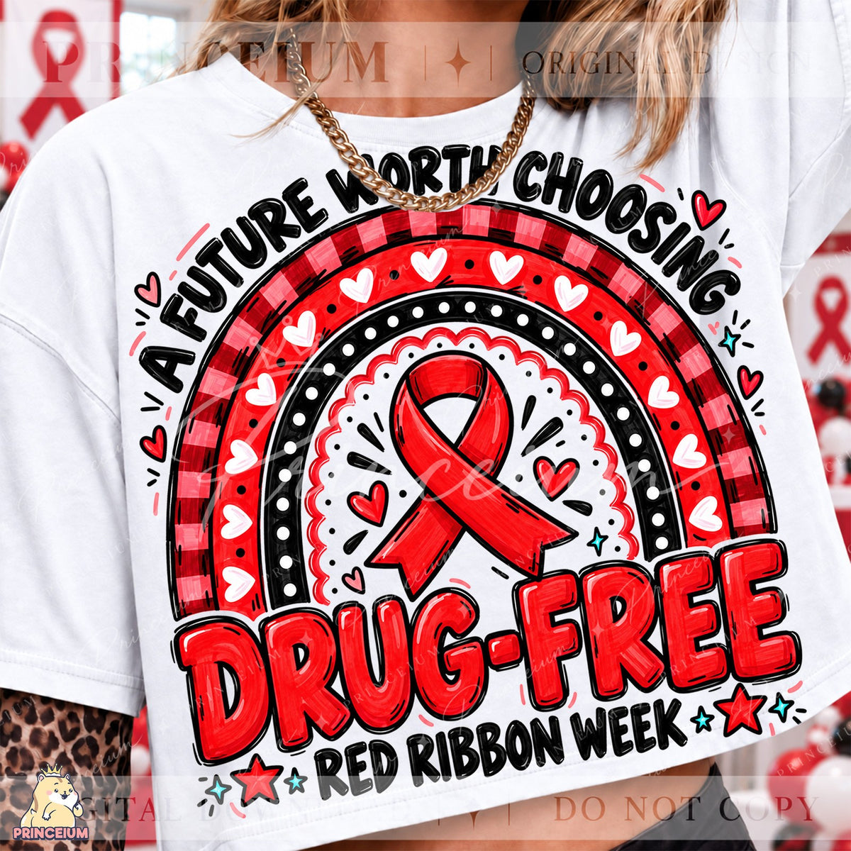 Drug-Free Red Ribbon Rainbow