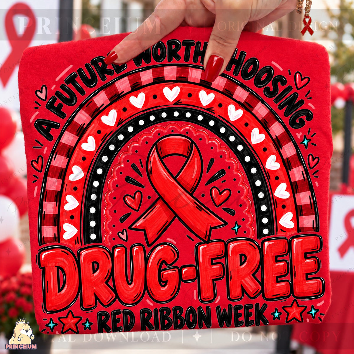 Drug-Free Red Ribbon Rainbow
