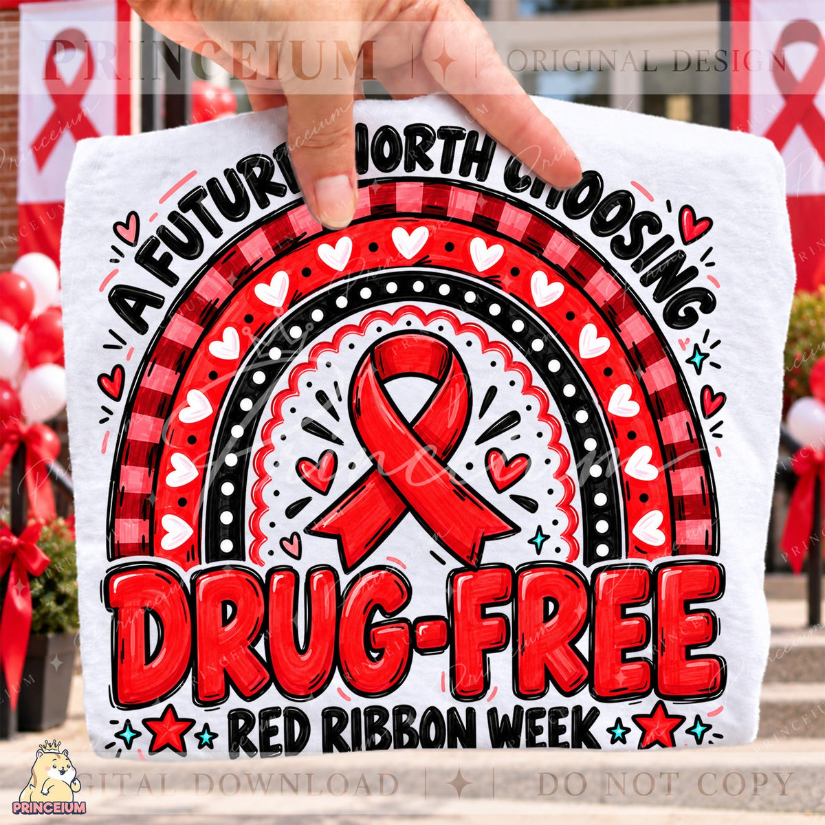 Drug-Free Red Ribbon Rainbow