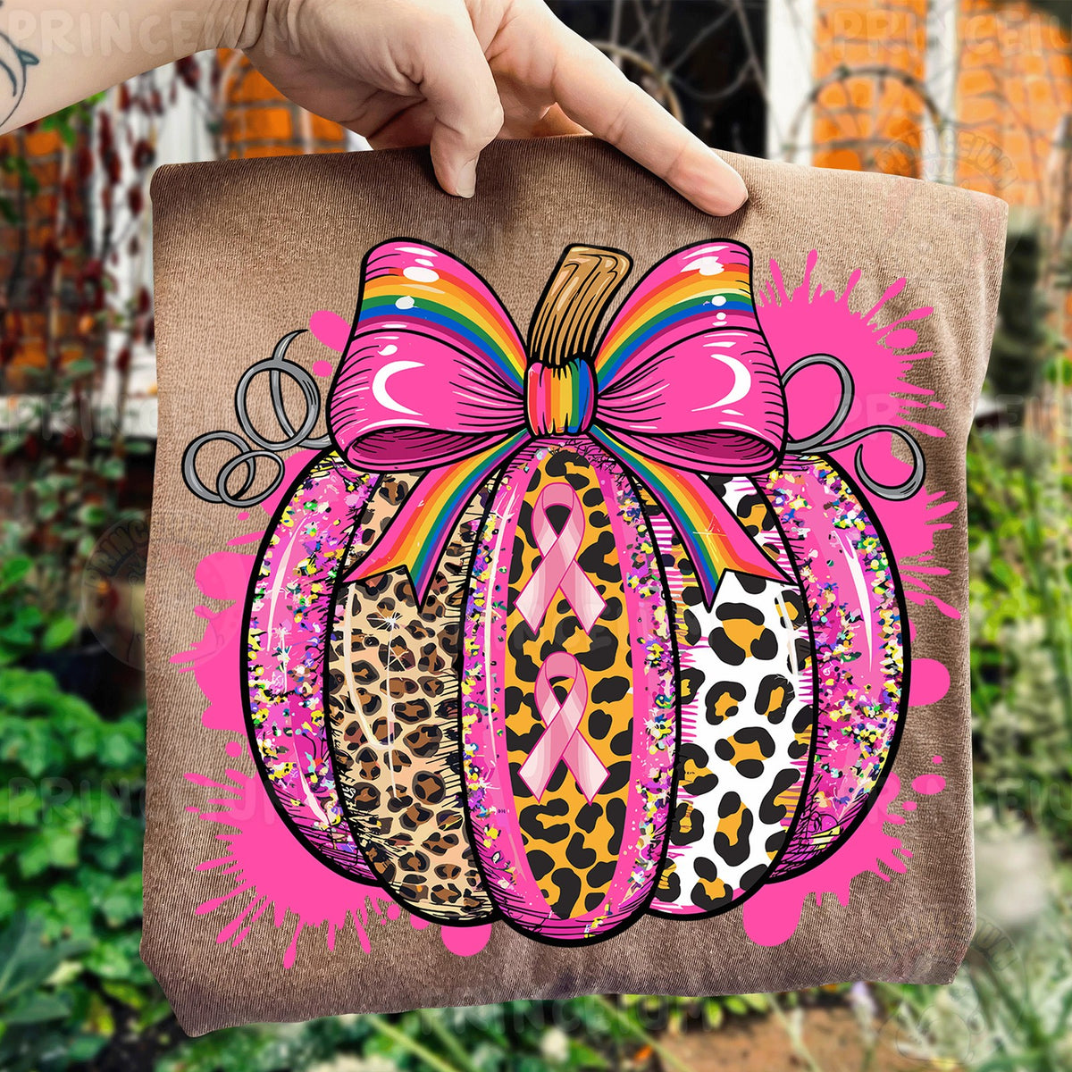 Pink Ribbon Leopard Pumpkin