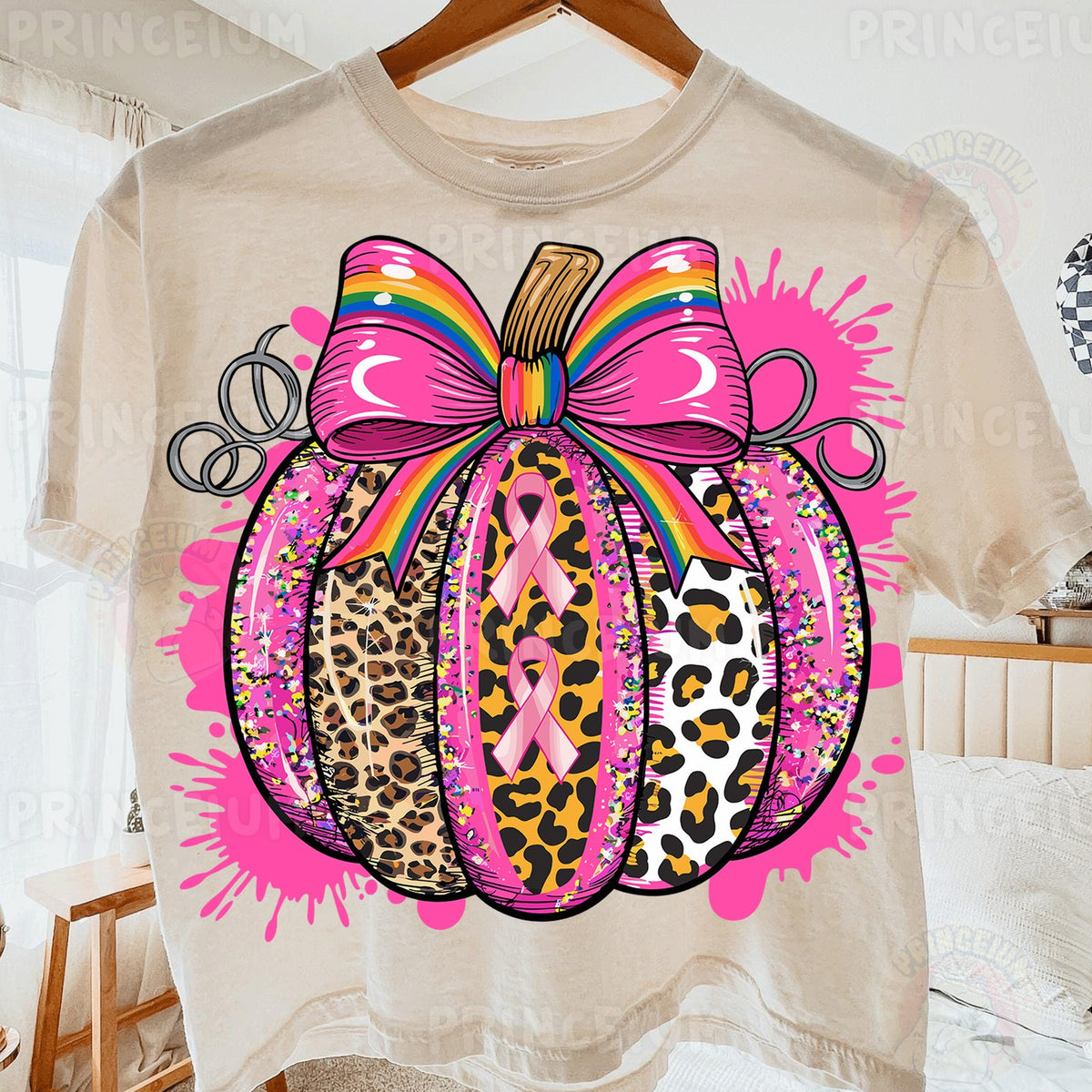 Pink Ribbon Leopard Pumpkin