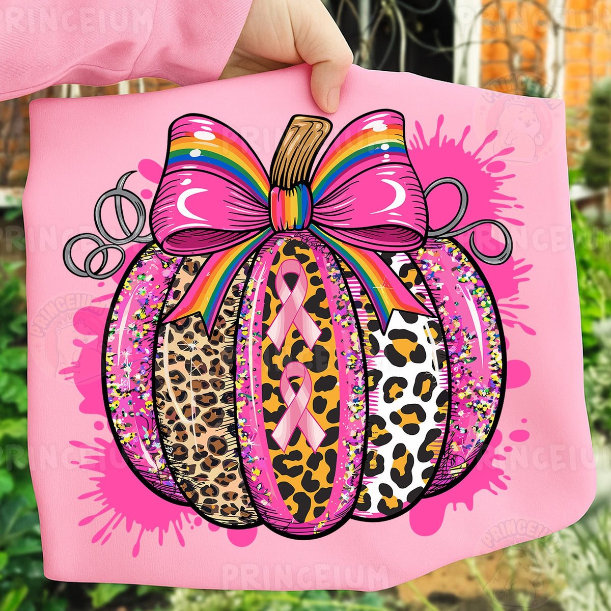 Pink Ribbon Leopard Pumpkin