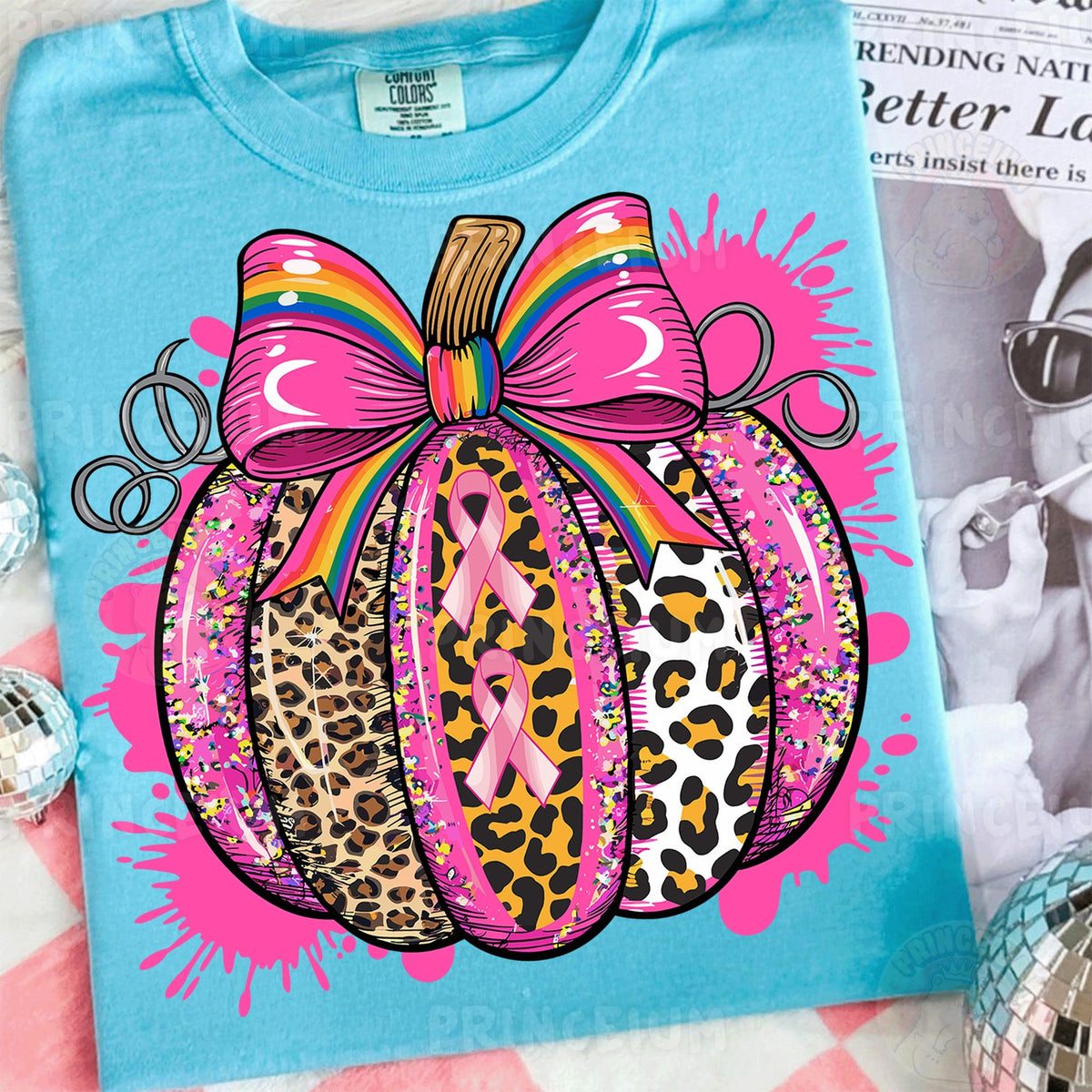 Pink Ribbon Leopard Pumpkin