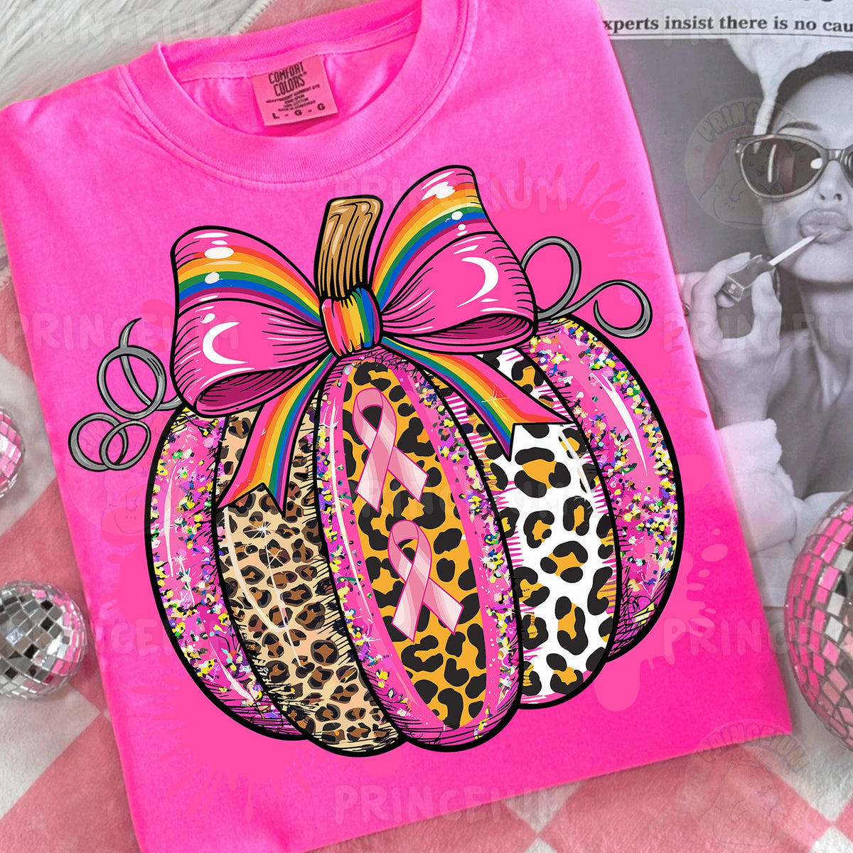 Pink Ribbon Leopard Pumpkin