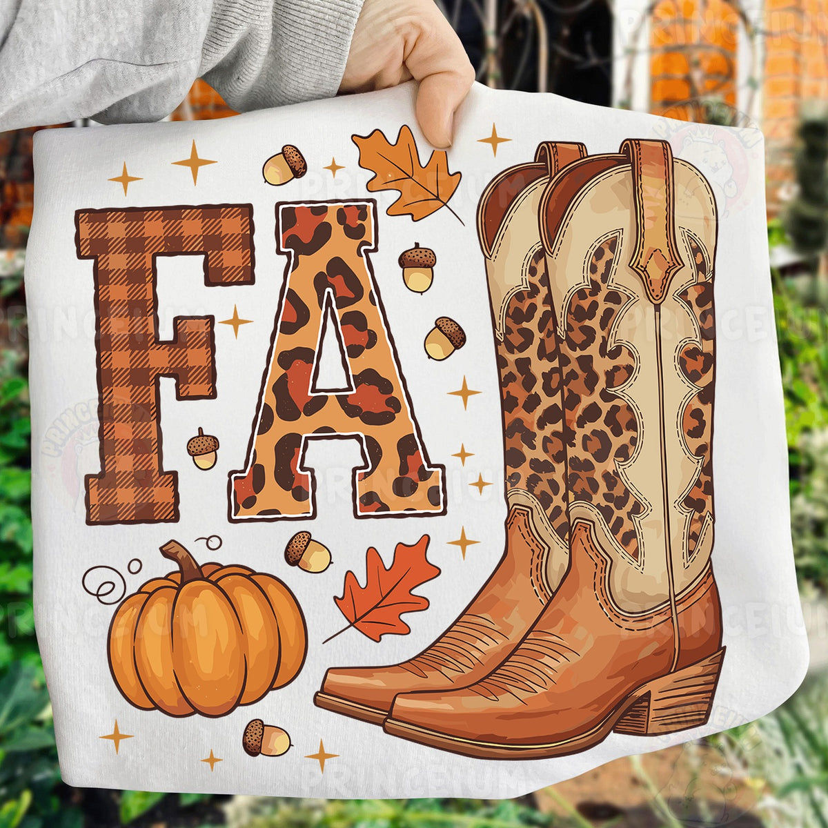 Fall Cowboy Boots with Leopard Letters