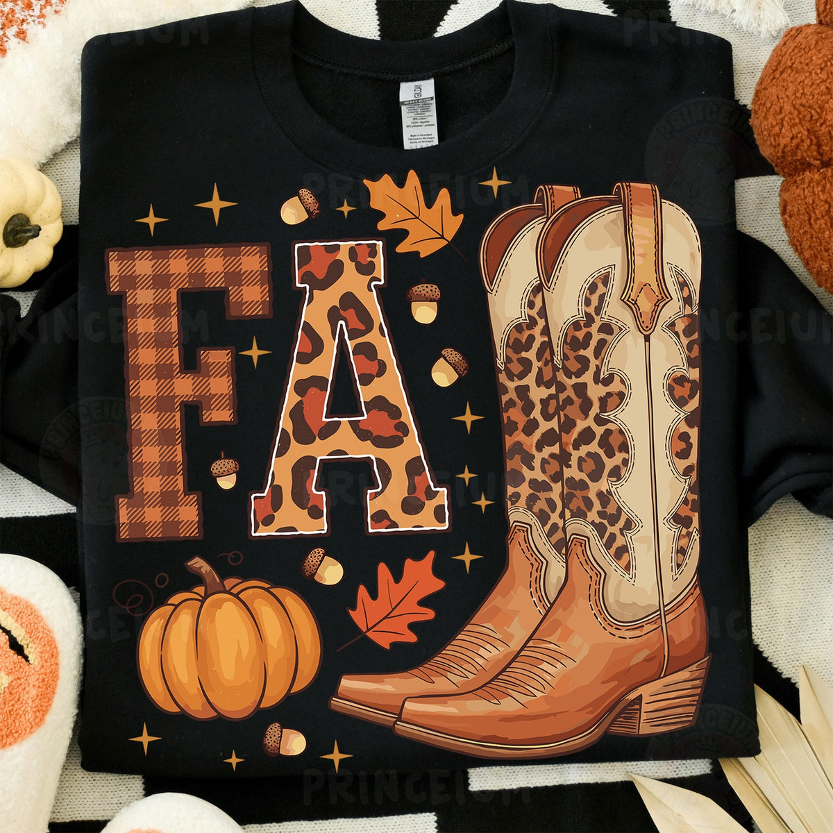 Fall Cowboy Boots with Leopard Letters