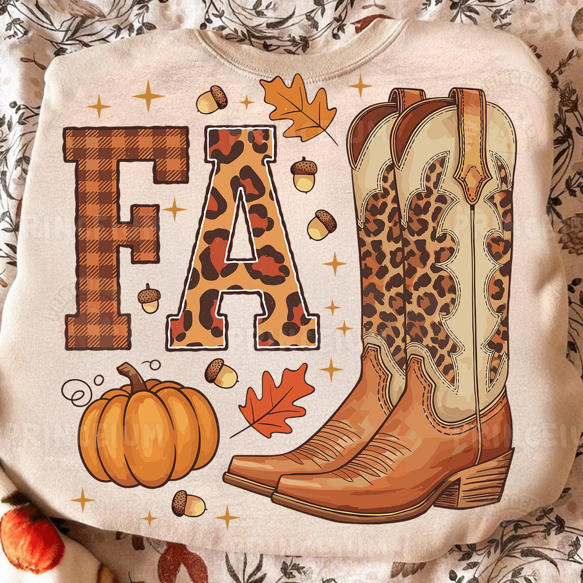 Fall Cowboy Boots with Leopard Letters