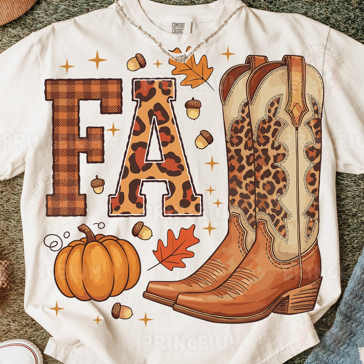 Fall Cowboy Boots with Leopard Letters