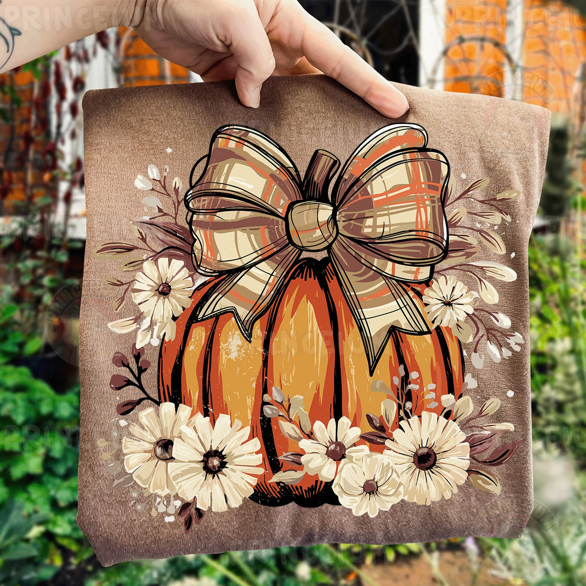 Plaid Bow Pumpkin with Florals