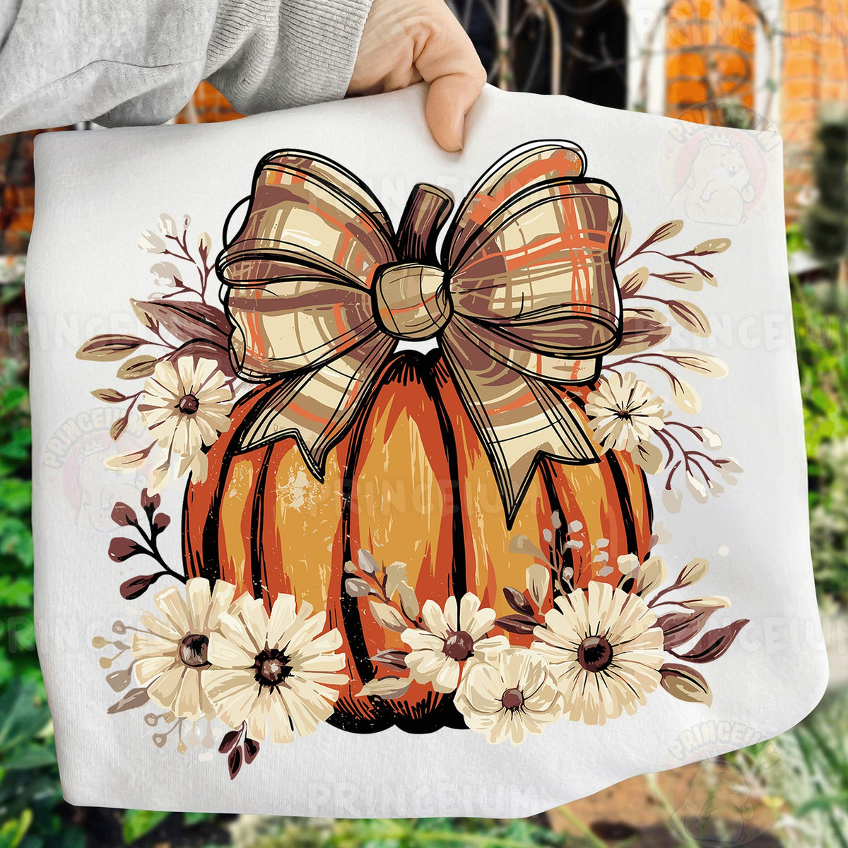 Plaid Bow Pumpkin with Florals