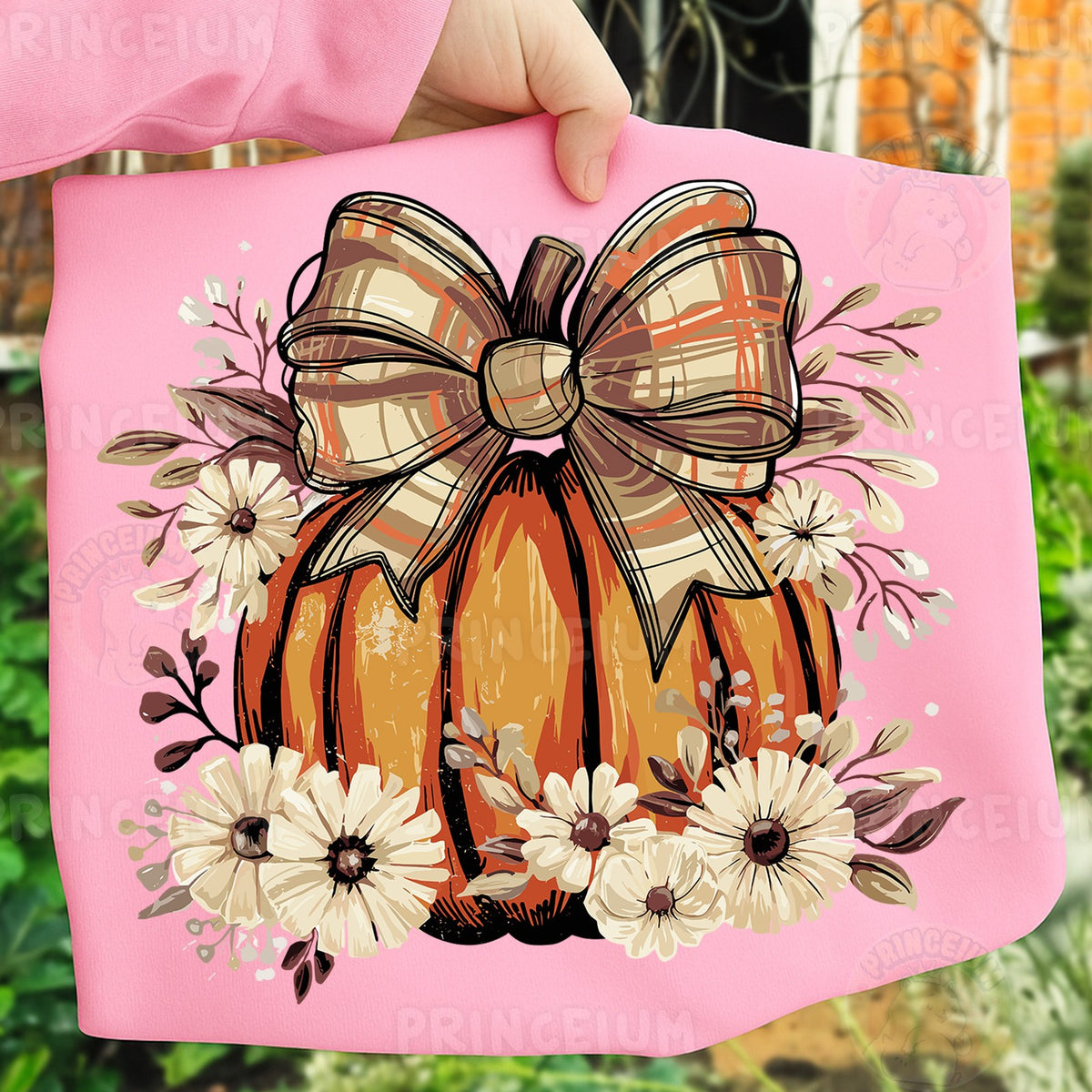 Plaid Bow Pumpkin with Florals