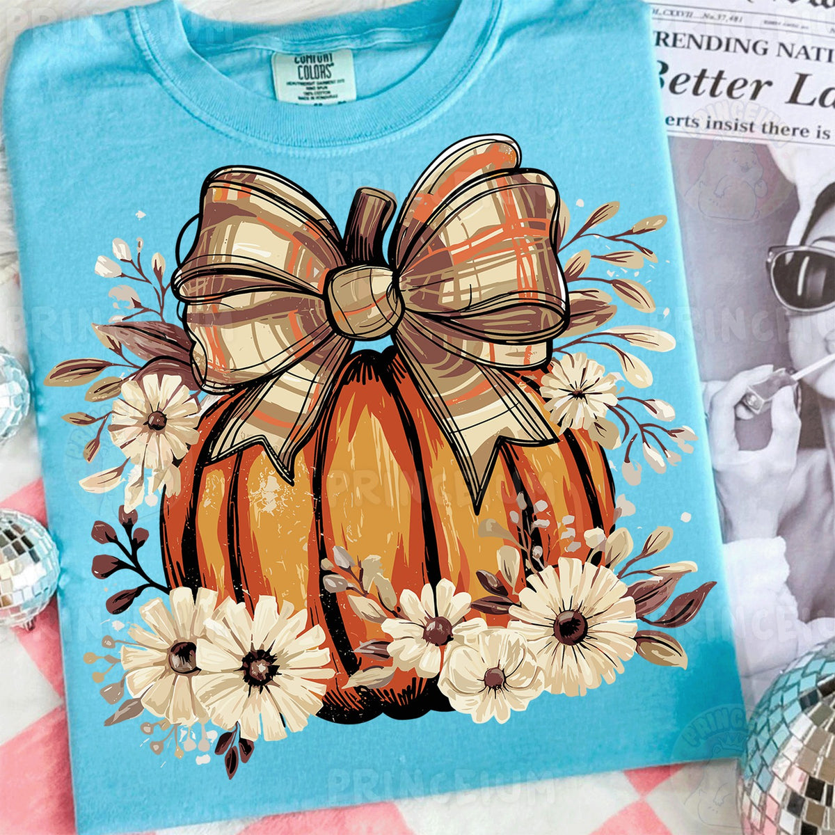 Plaid Bow Pumpkin with Florals