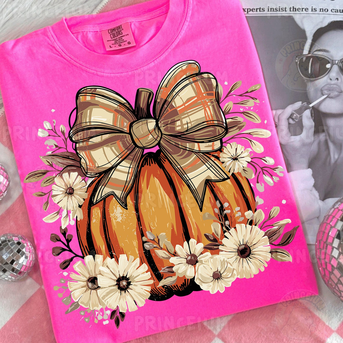Plaid Bow Pumpkin with Florals