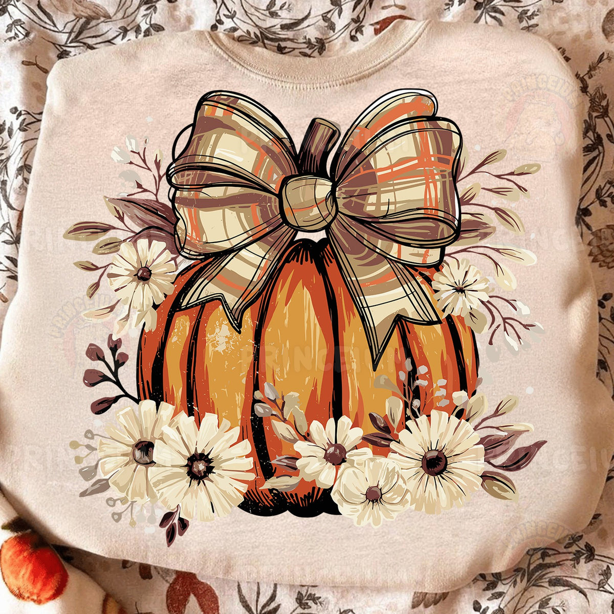 Plaid Bow Pumpkin with Florals
