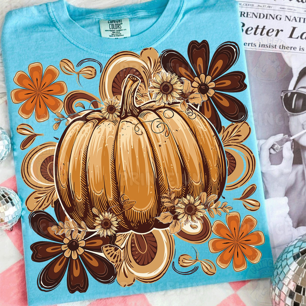 Retro Floral Pumpkin