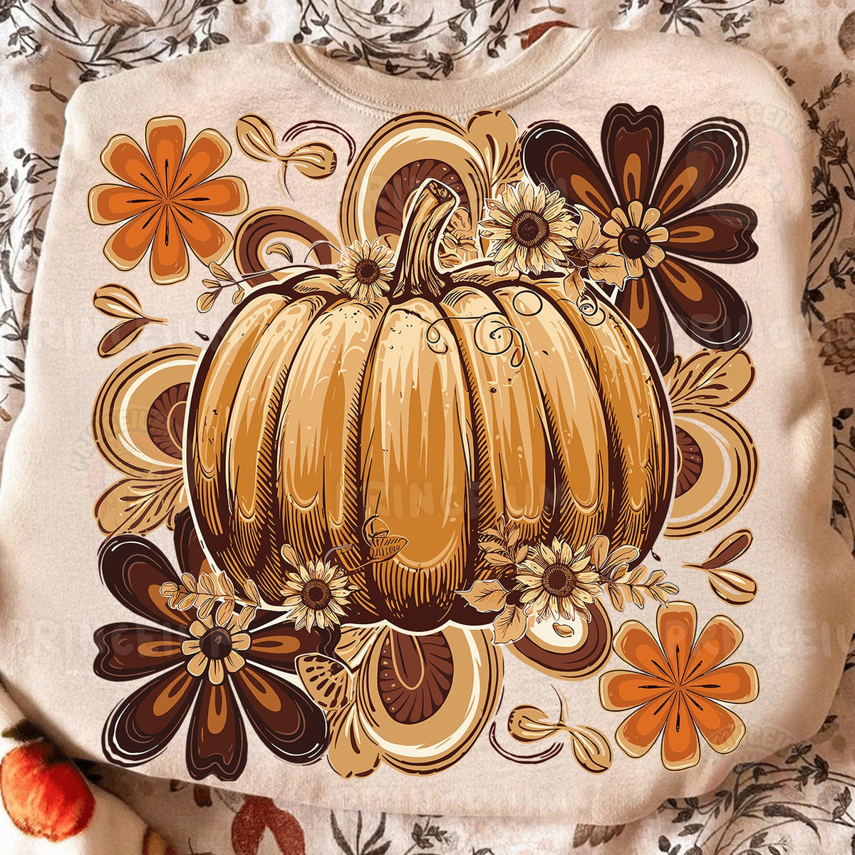 Retro Floral Pumpkin