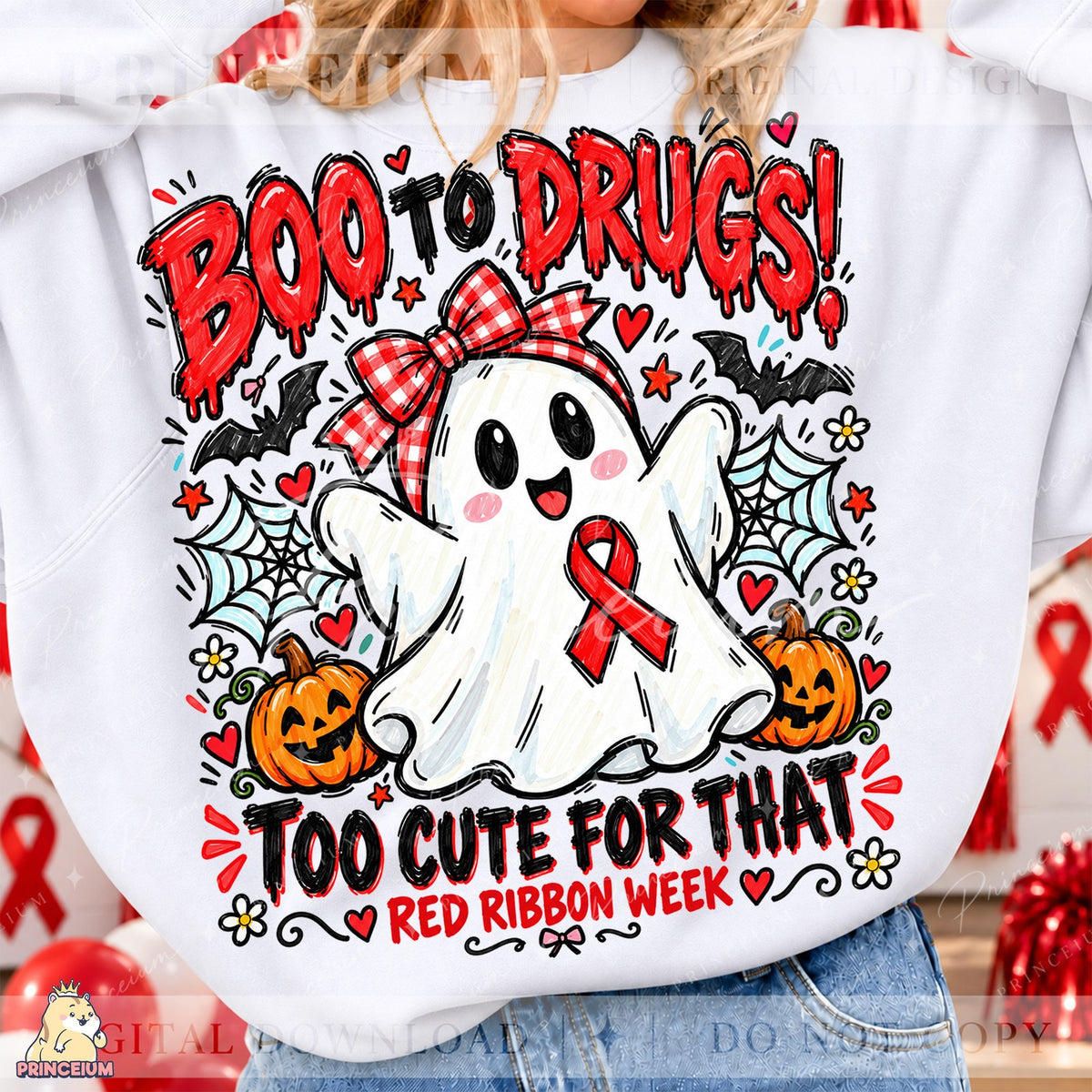 Boo to Drugs Ghost Red Ribbon