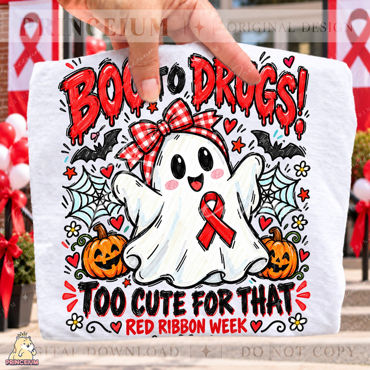 Boo to Drugs Ghost Red Ribbon