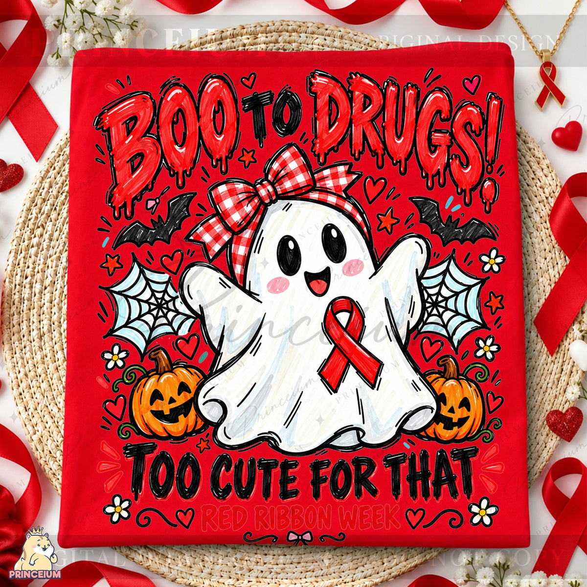 Boo to Drugs Ghost Red Ribbon