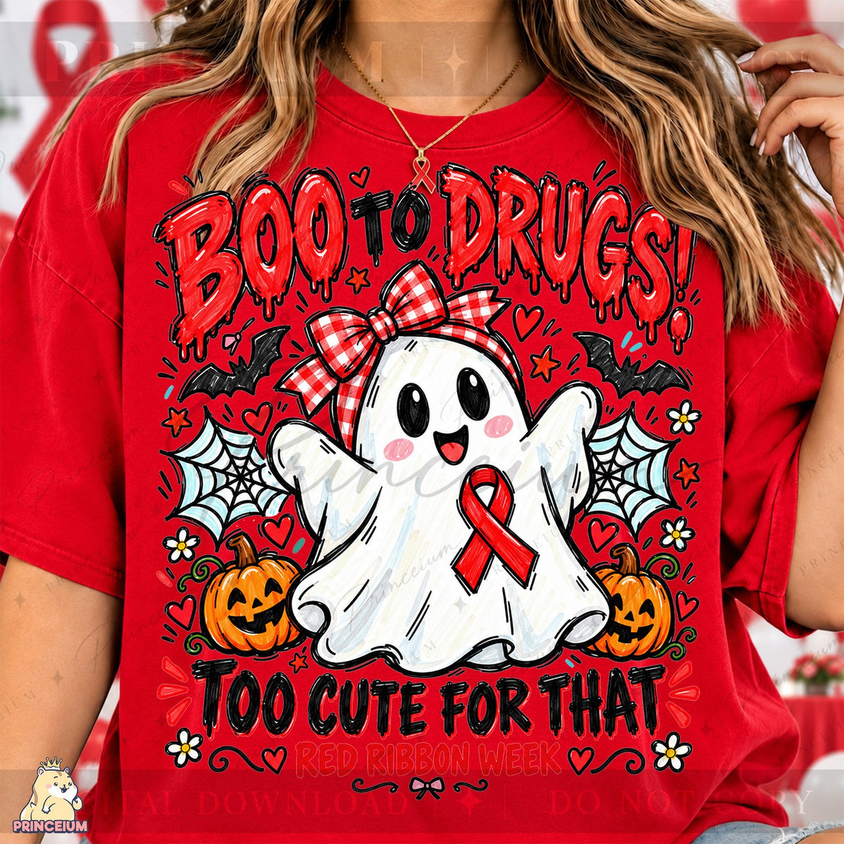 Boo to Drugs Ghost Red Ribbon
