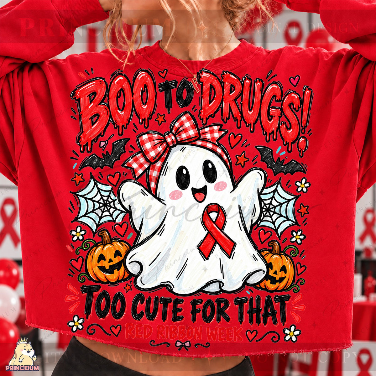 Boo to Drugs Ghost Red Ribbon
