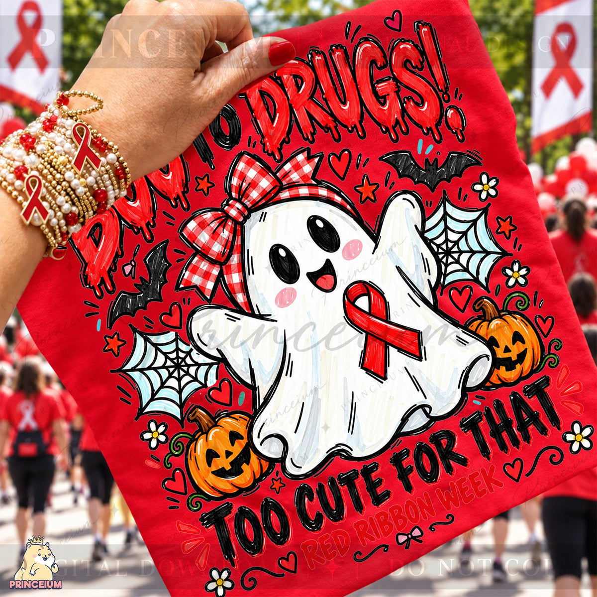 Boo to Drugs Ghost Red Ribbon