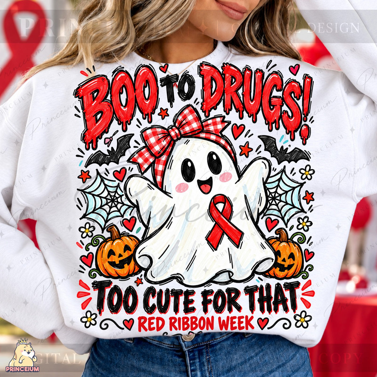 Boo to Drugs Ghost Red Ribbon