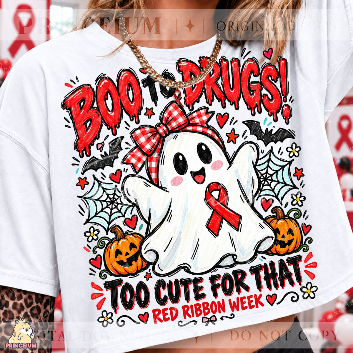 Boo to Drugs Ghost Red Ribbon