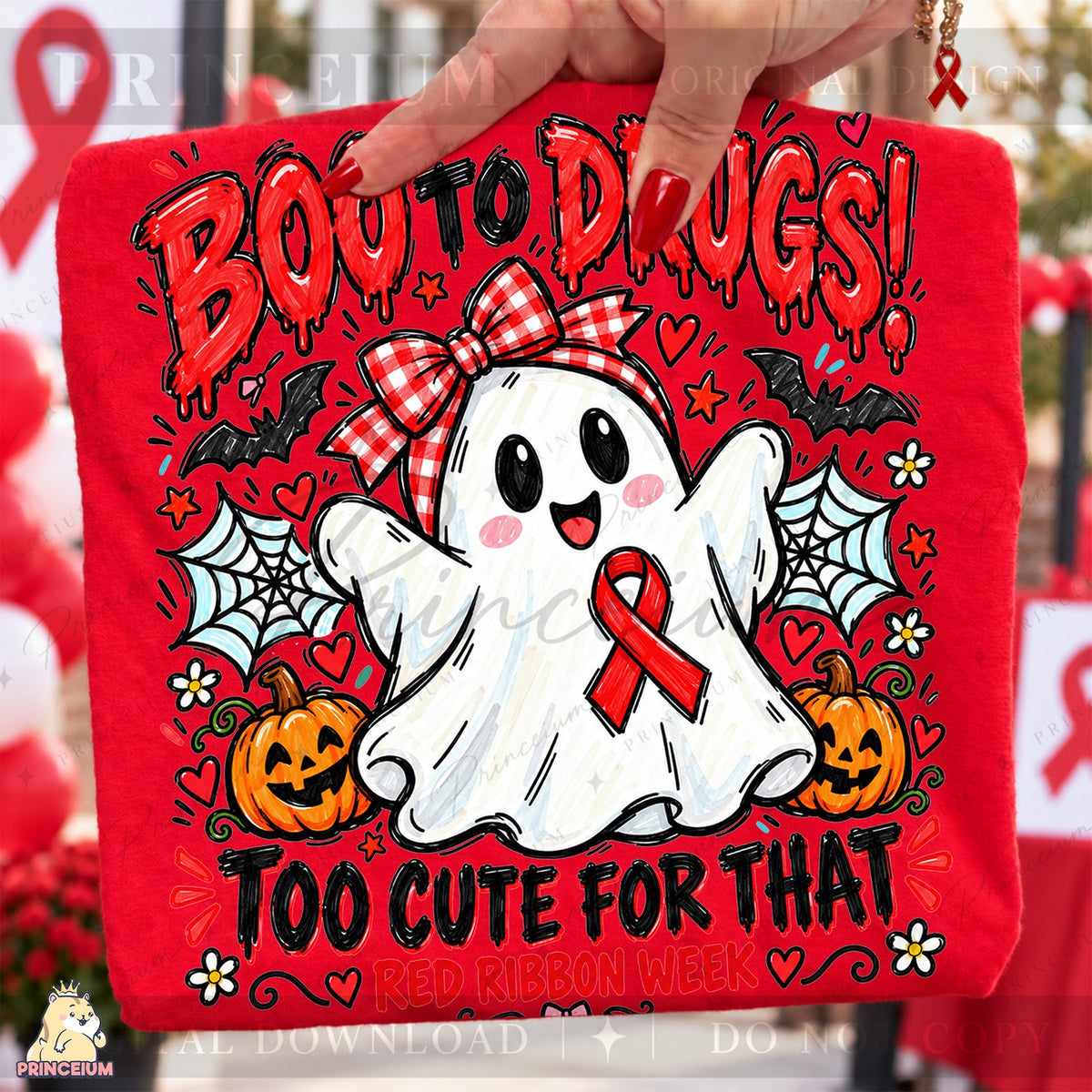 Boo to Drugs Ghost Red Ribbon