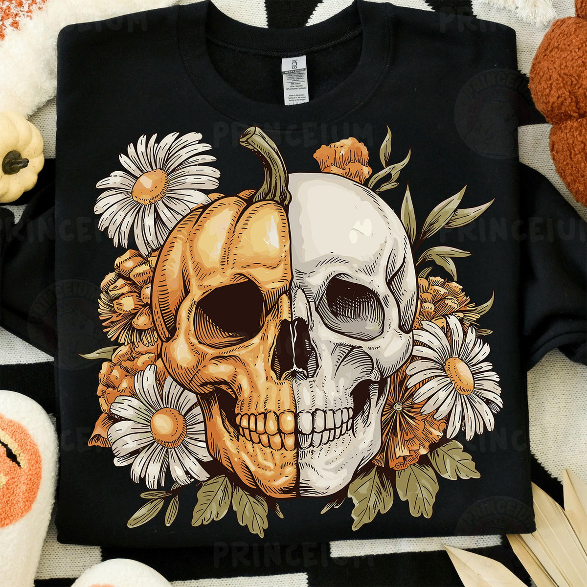 Floral Pumpkin Skull