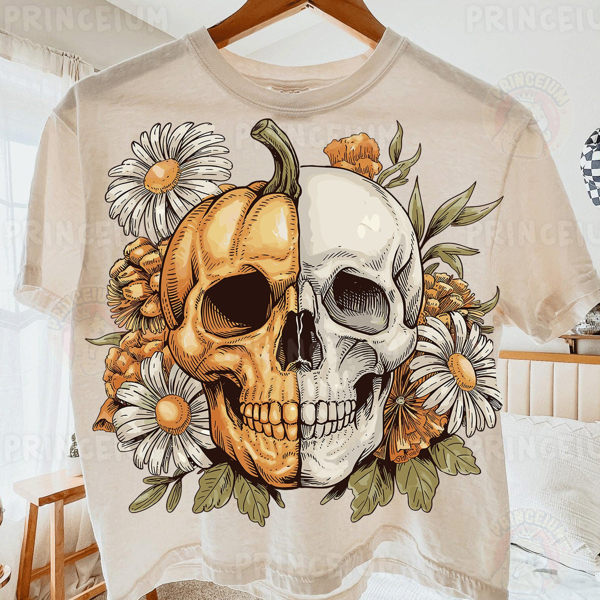 Floral Pumpkin Skull