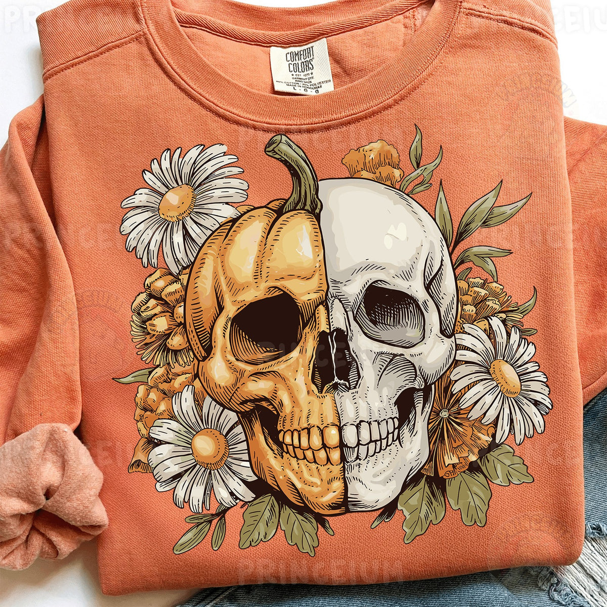 Floral Pumpkin Skull
