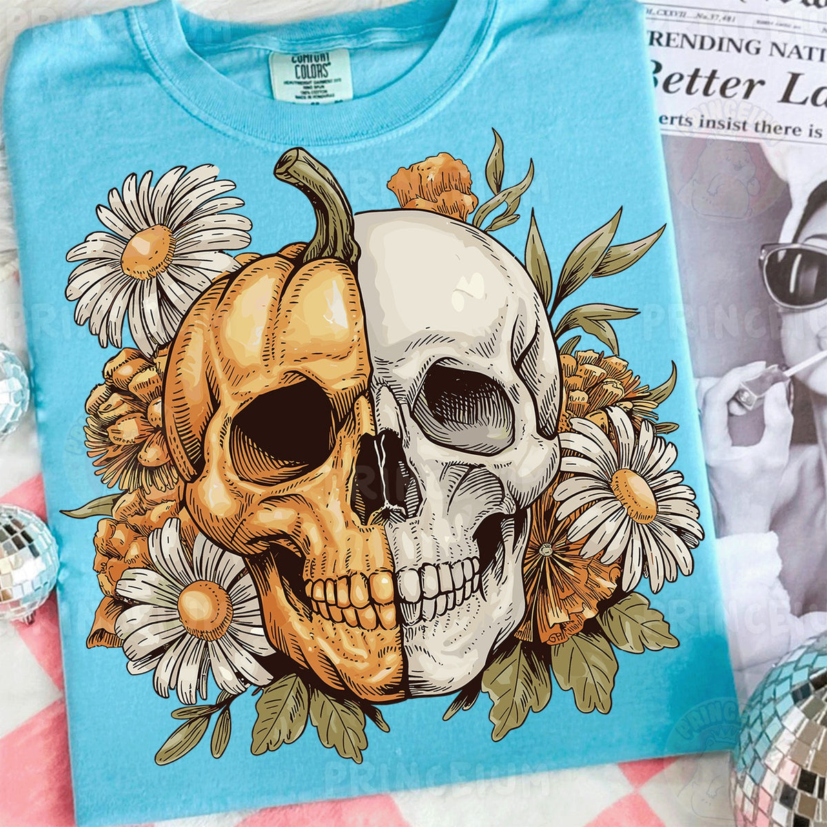 Floral Pumpkin Skull