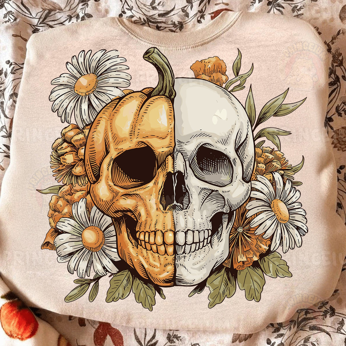 Floral Pumpkin Skull