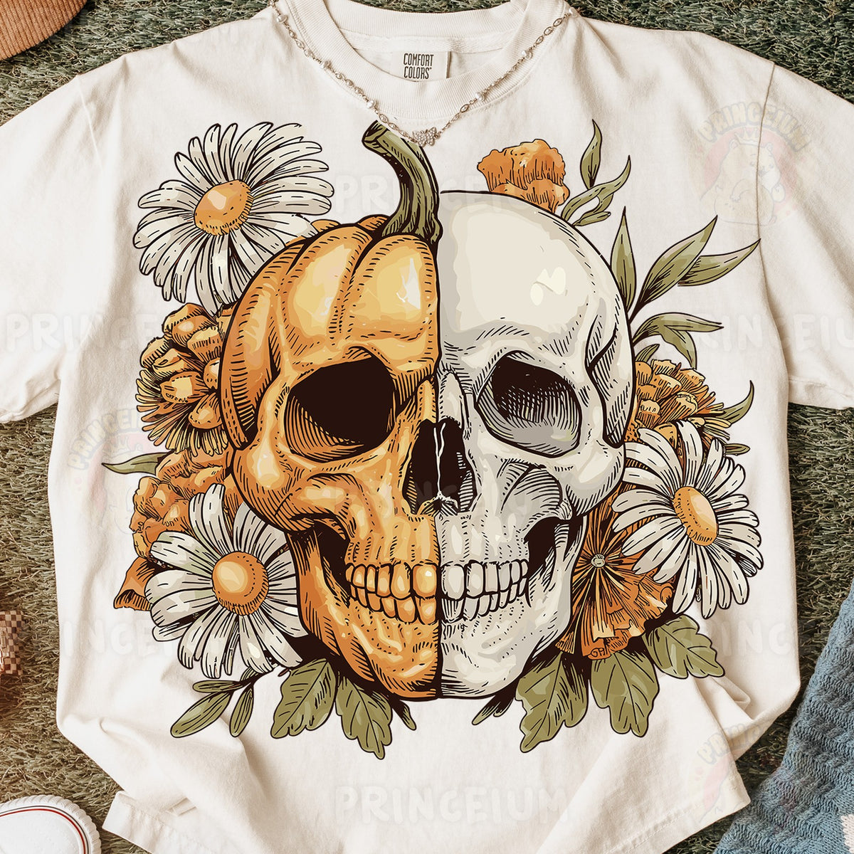 Floral Pumpkin Skull