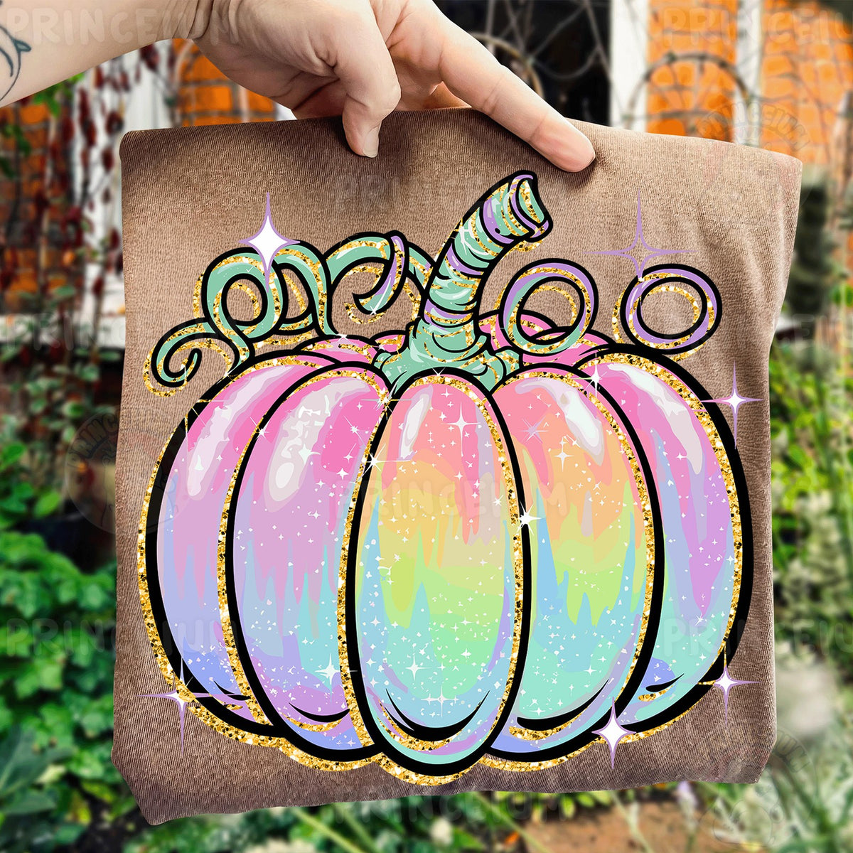 Pastel Rainbow Glitter Pumpkin