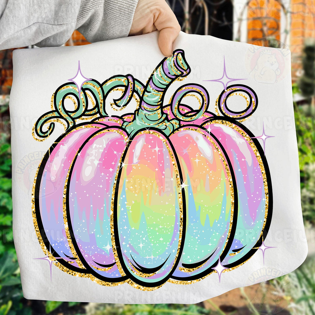 Pastel Rainbow Glitter Pumpkin