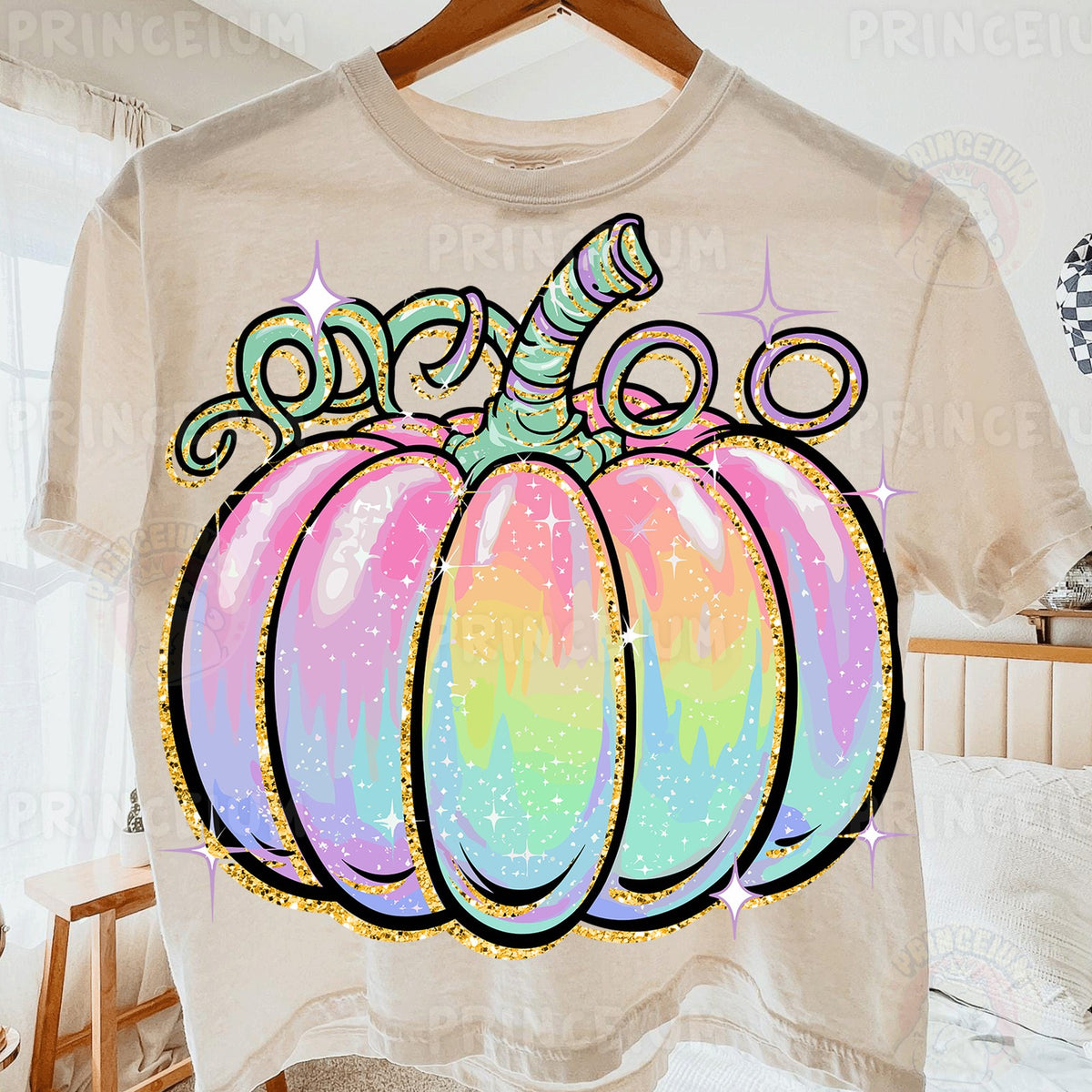Pastel Rainbow Glitter Pumpkin