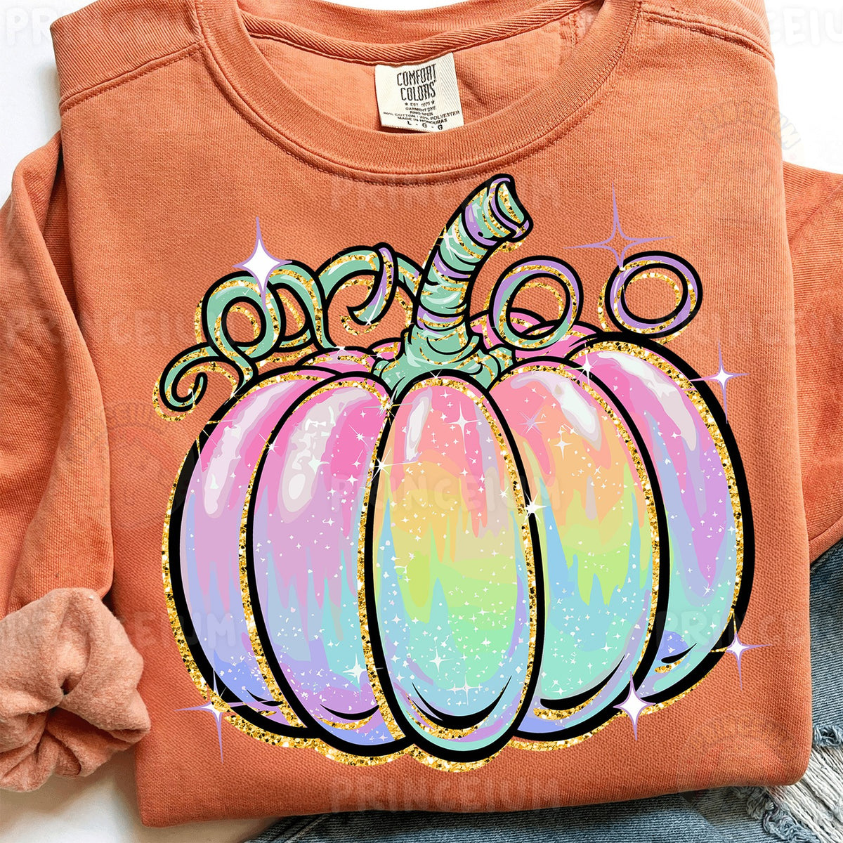 Pastel Rainbow Glitter Pumpkin