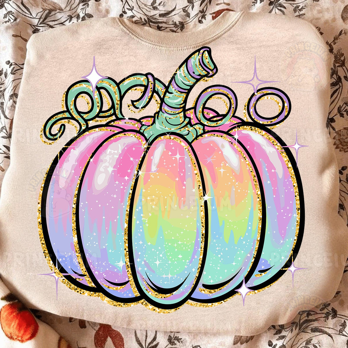 Pastel Rainbow Glitter Pumpkin