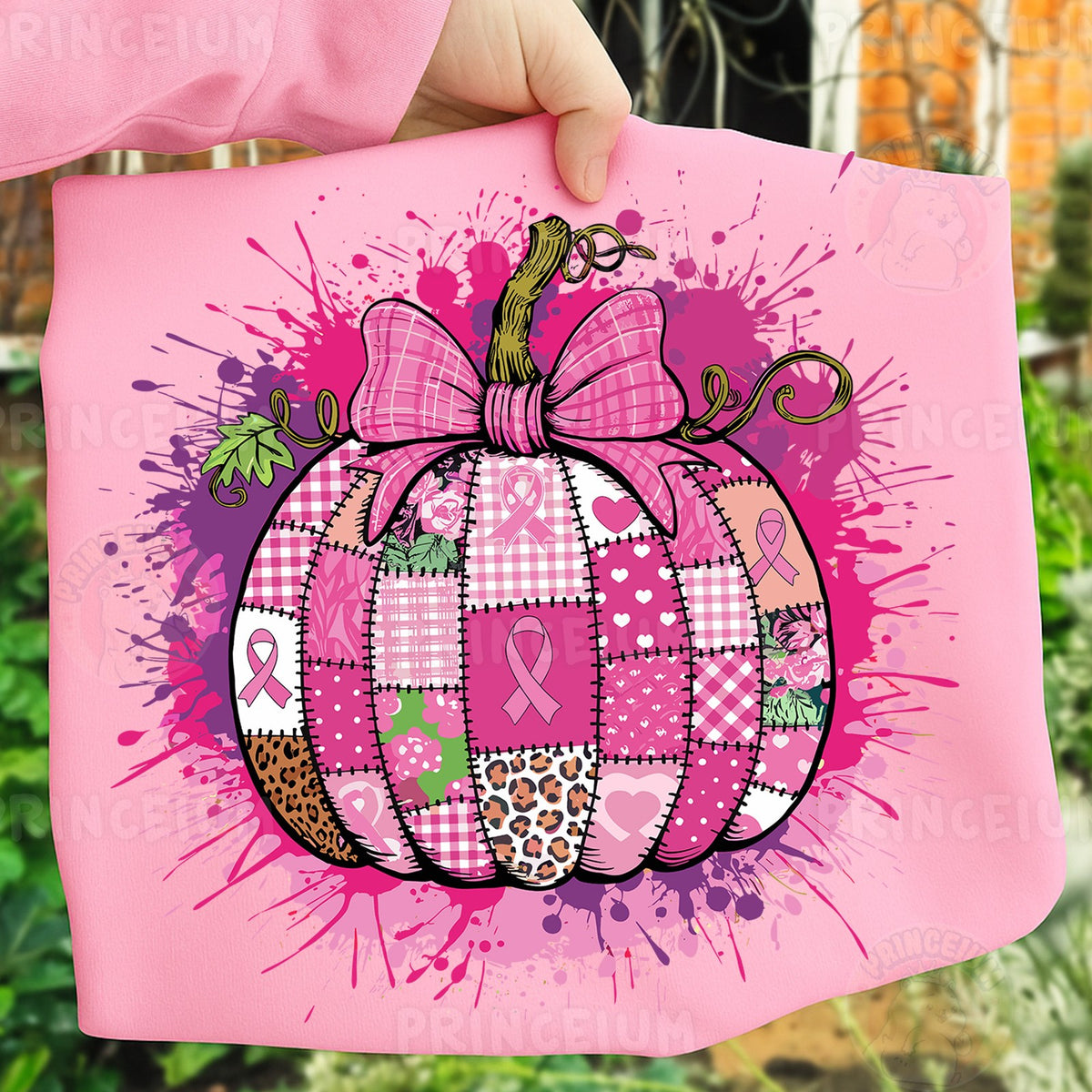 Pink Ribbon Patchwork Pumpkin