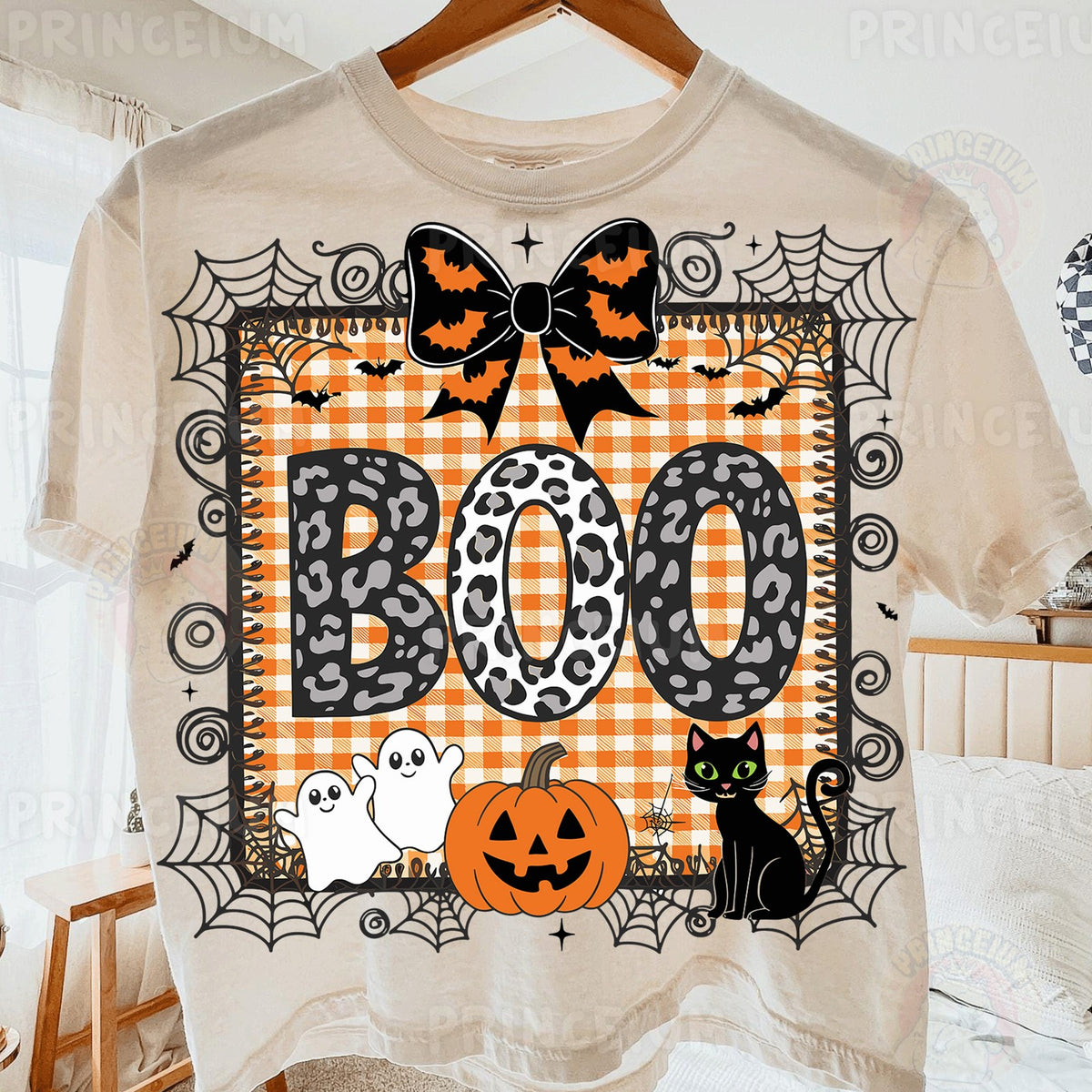 Boo Leopard Gingham Halloween
