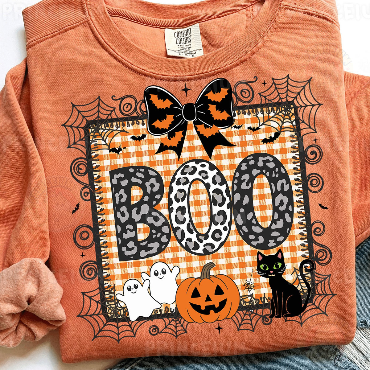 Boo Leopard Gingham Halloween