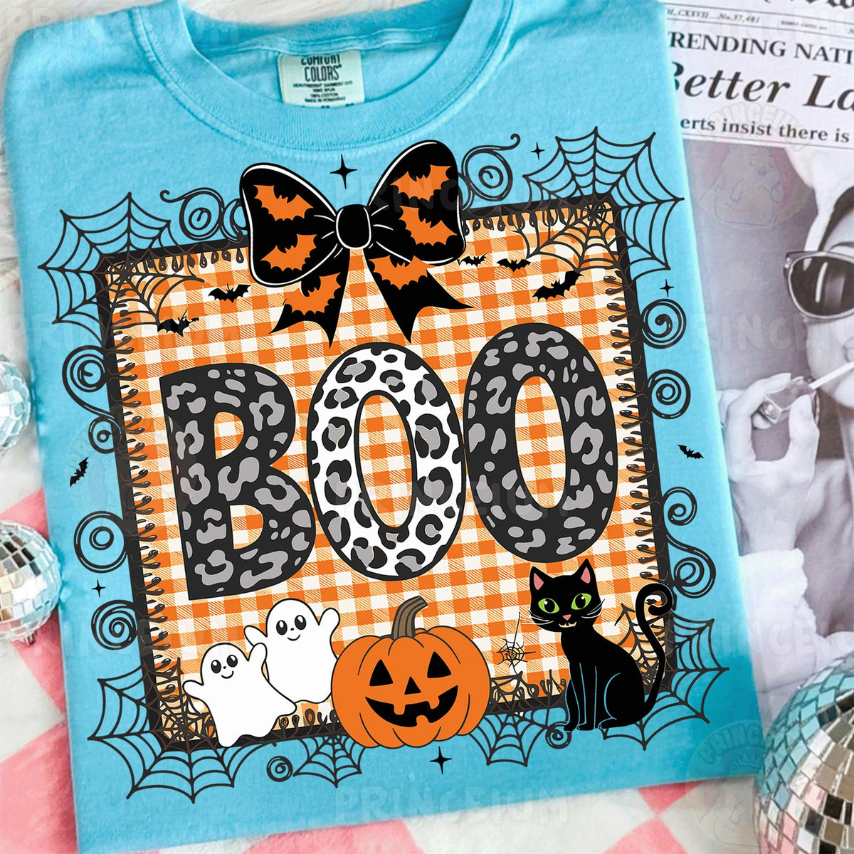 Boo Leopard Gingham Halloween
