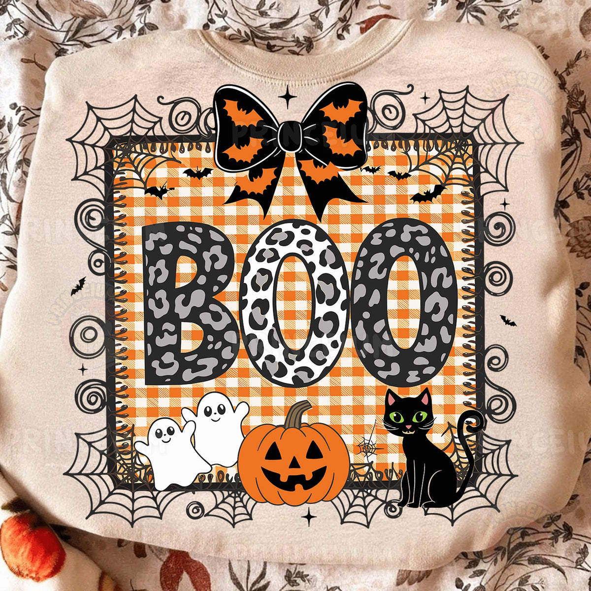 Boo Leopard Gingham Halloween