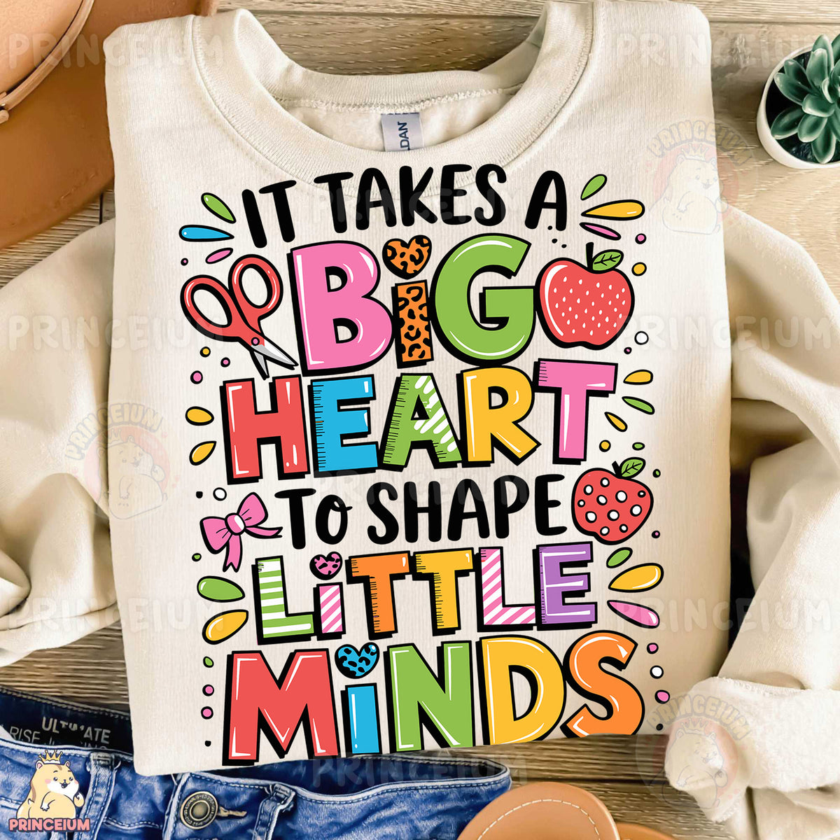 a shirt that says it takes a big heart to shape little minds
