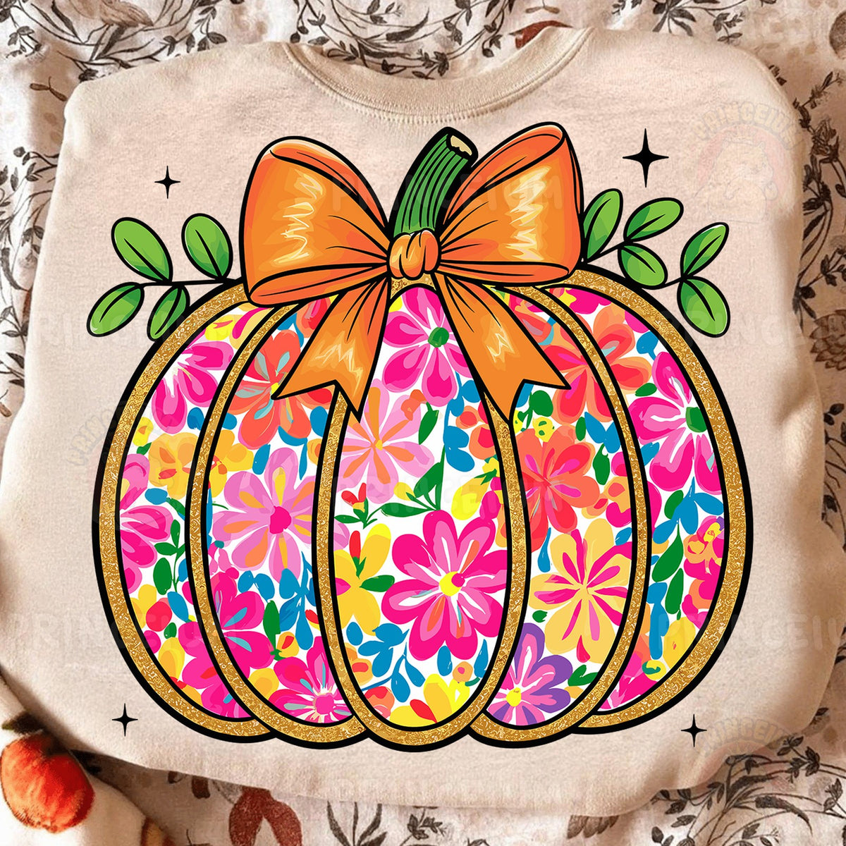Floral Bow Pumpkin