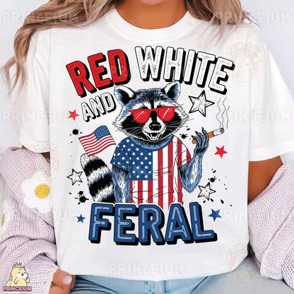 a woman wearing a red white and blue shirt