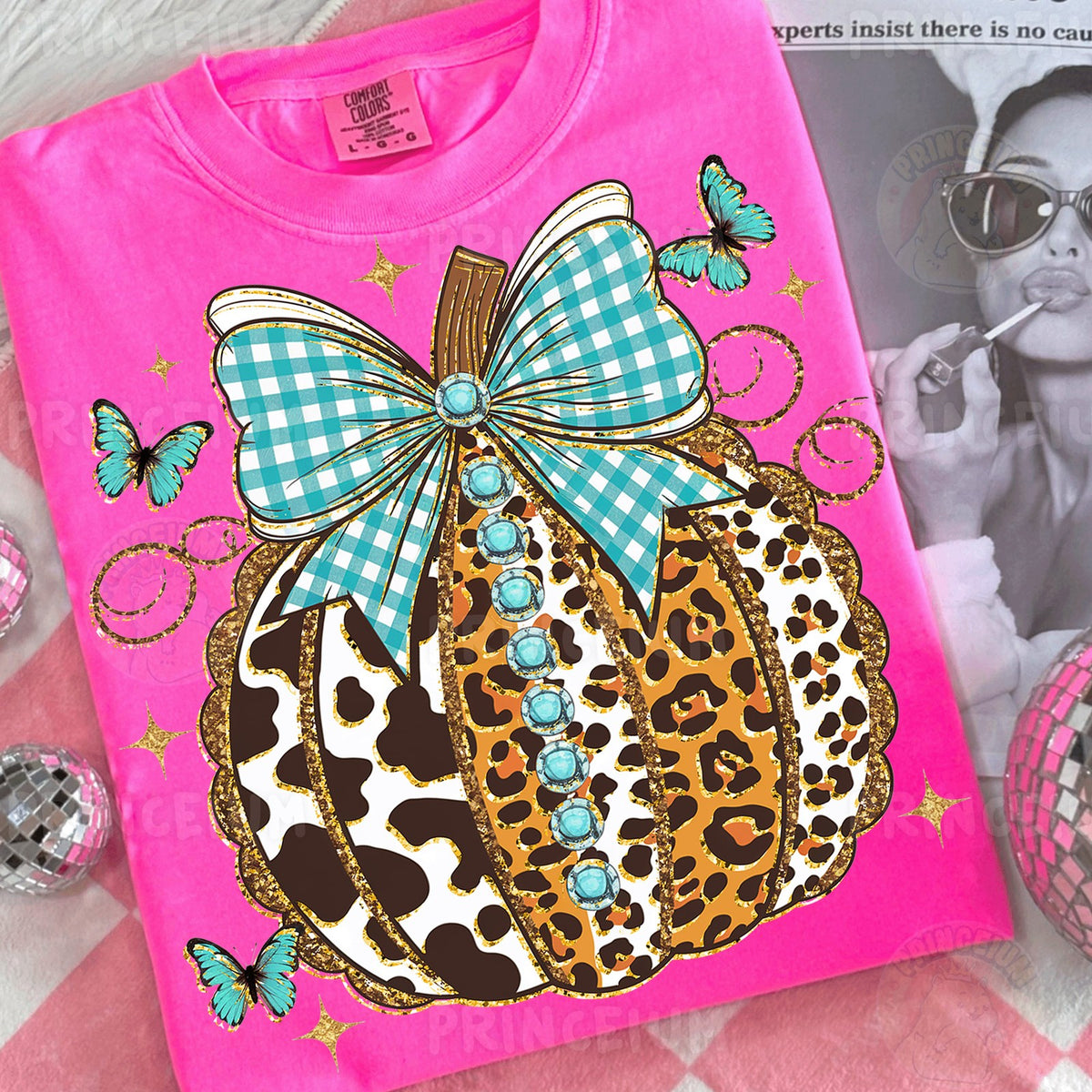 Western Leopard Pumpkin with Turquoise Bow