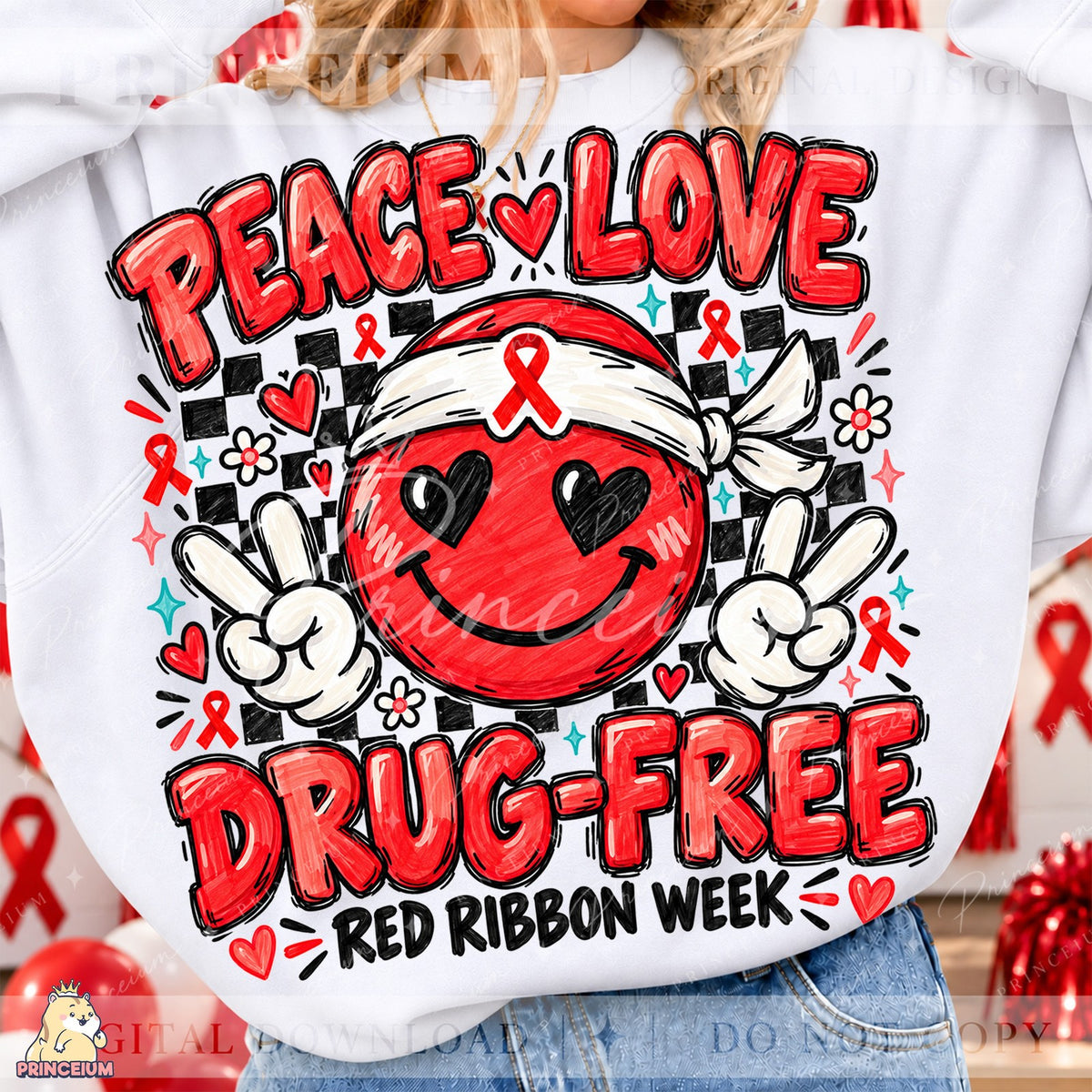 Peace Love Drug-Free Red Ribbon Week